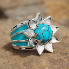 Bold Floral Turquoise Statement Ring