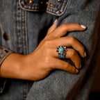 Bold Floral Turquoise Statement Ring