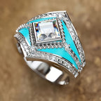Geometric Turquoise Diamond Cut Ring