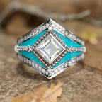 Geometric Turquoise Diamond Cut Ring