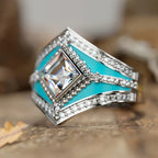 Geometric Turquoise Diamond Cut Ring