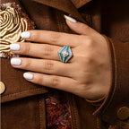 Geometric Turquoise Diamond Cut Ring