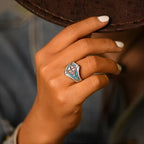 Geometric Turquoise Diamond Cut Ring