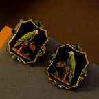Regal Parrot Geometric Drop Earrings