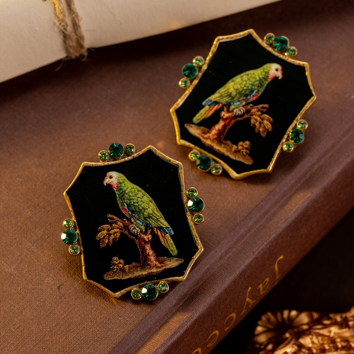 Regal Parrot Geometric Drop Earrings