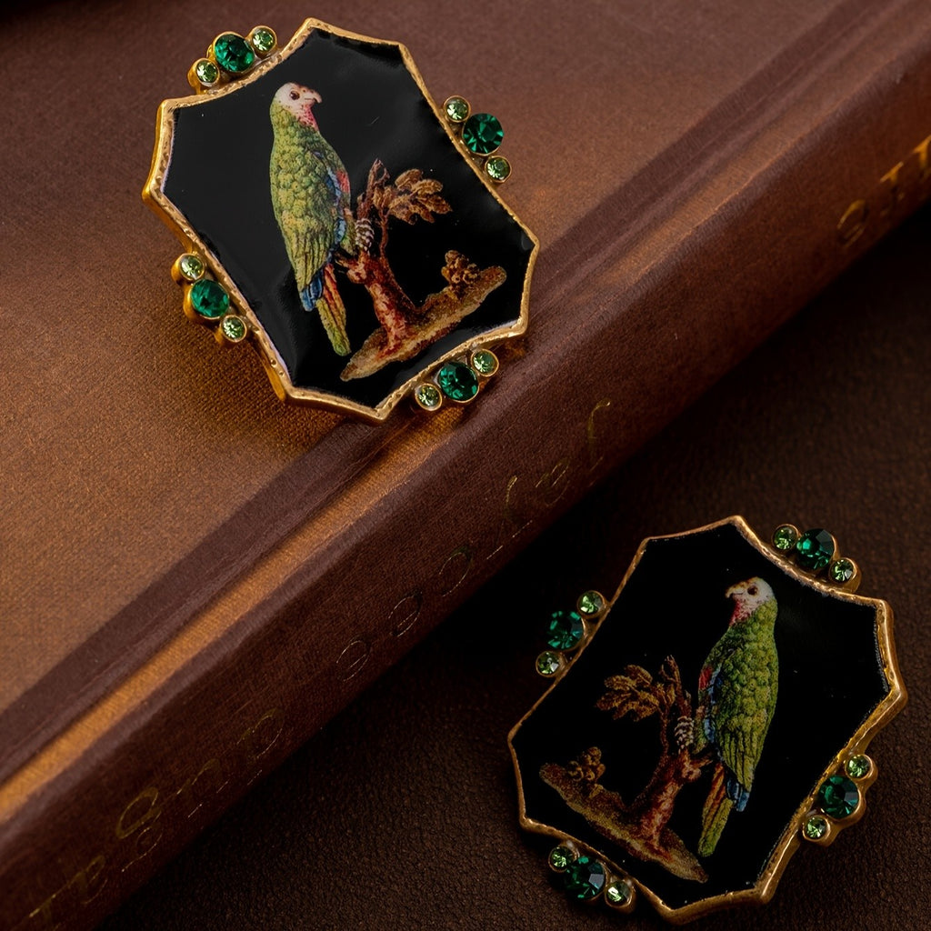 Regal Parrot Geometric Drop Earrings