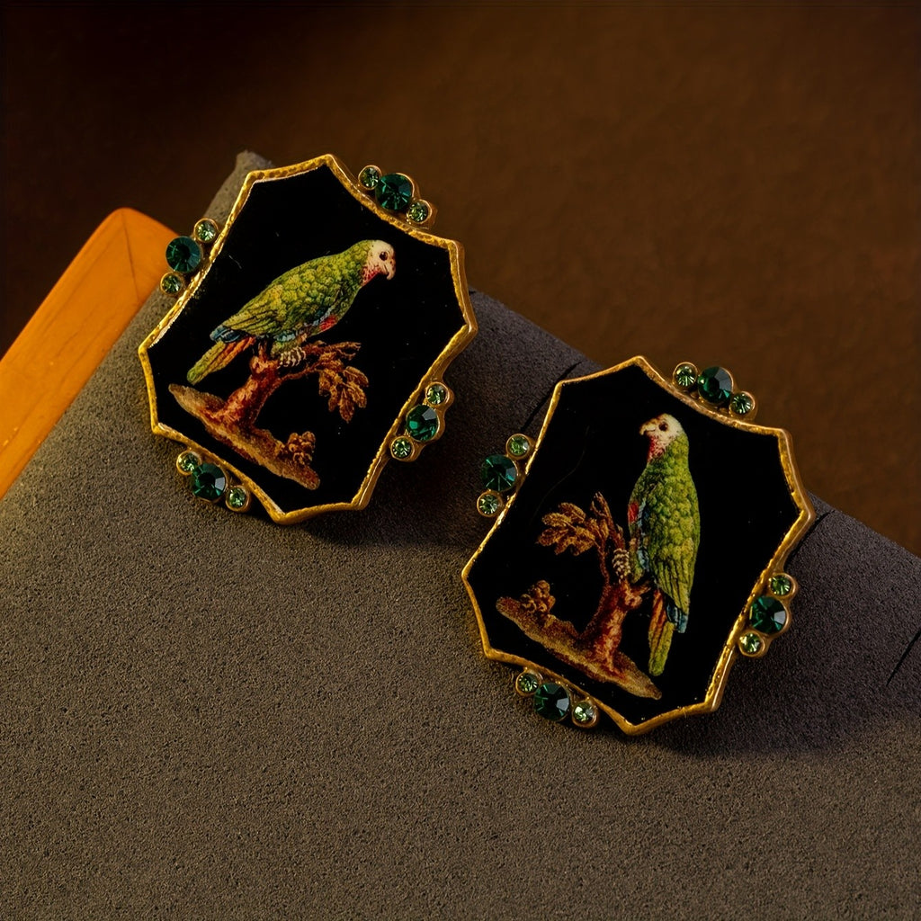 Regal Parrot Geometric Drop Earrings