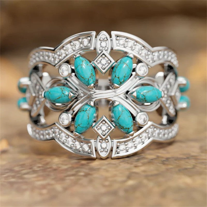Boho Turquoise Vine Statement Ring