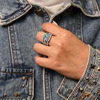 Boho Turquoise Vine Statement Ring