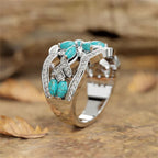 Boho Turquoise Vine Statement Ring