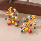 Whimsical Rainbow Floral Stud Earrings
