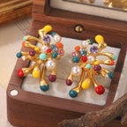 Whimsical Rainbow Floral Stud Earrings