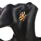 Whimsical Rainbow Floral Stud Earrings