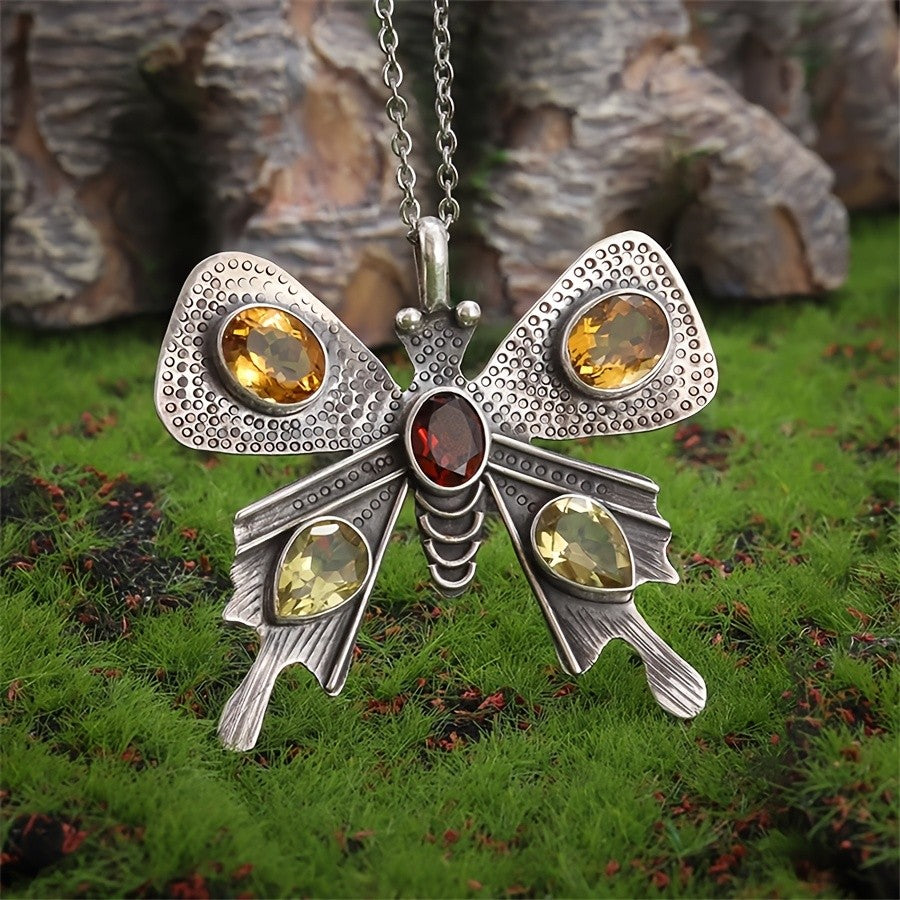 Elegant Gemstone Butterfly Necklace