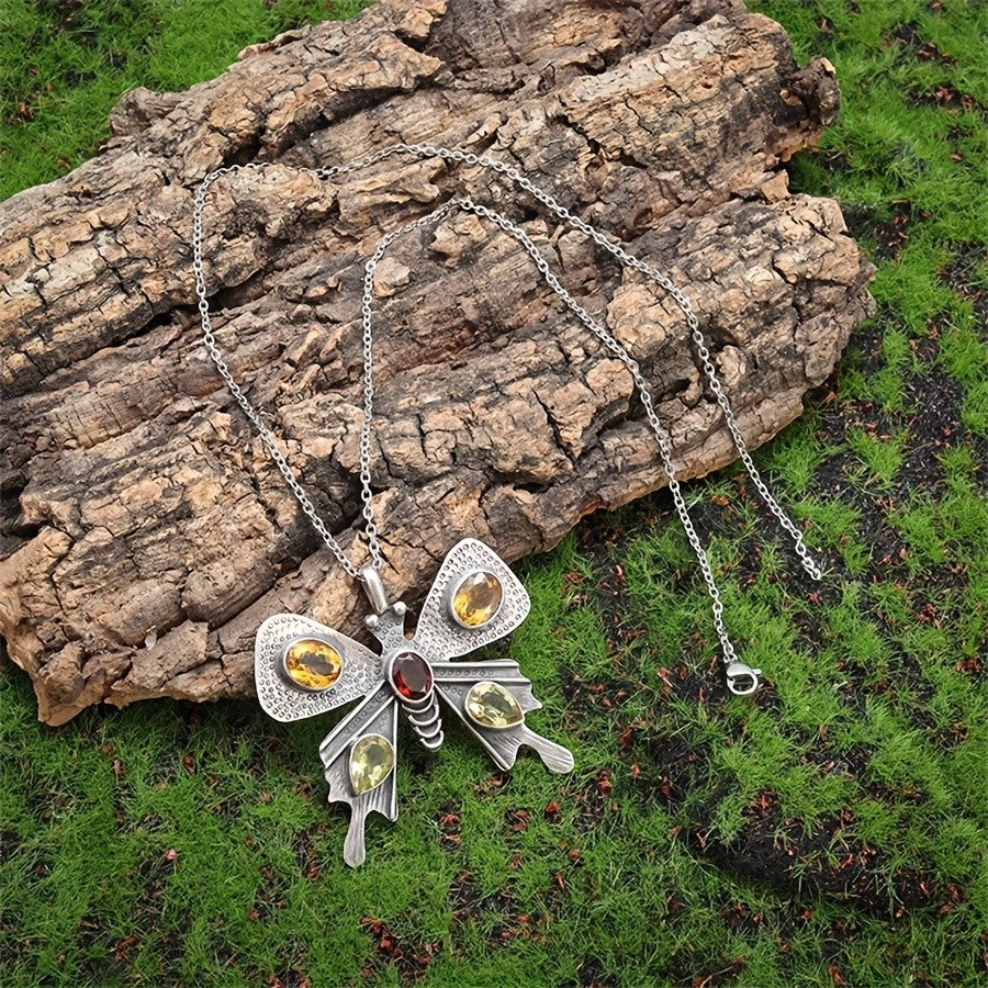 Elegant Gemstone Butterfly Necklace