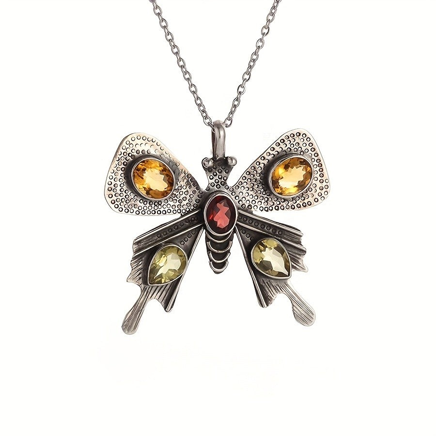 Elegant Gemstone Butterfly Necklace
