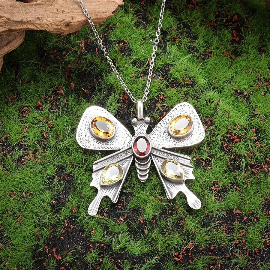 Elegant Gemstone Butterfly Necklace