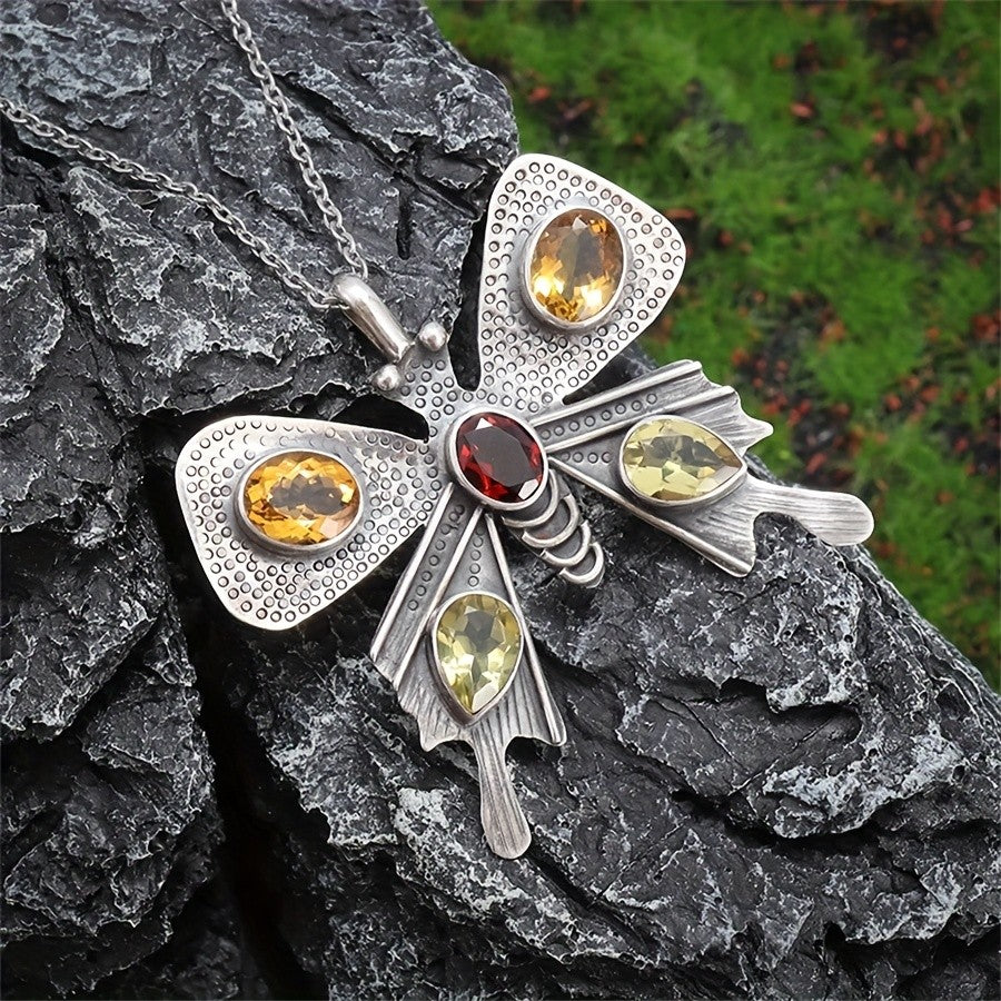 Elegant Gemstone Butterfly Necklace