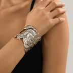 Elegant Floral Snake Cuff Bracelet