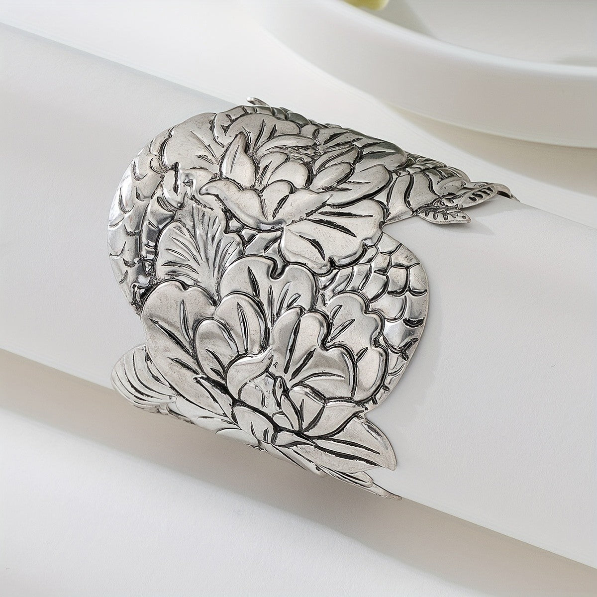 Elegant Floral Snake Cuff Bracelet