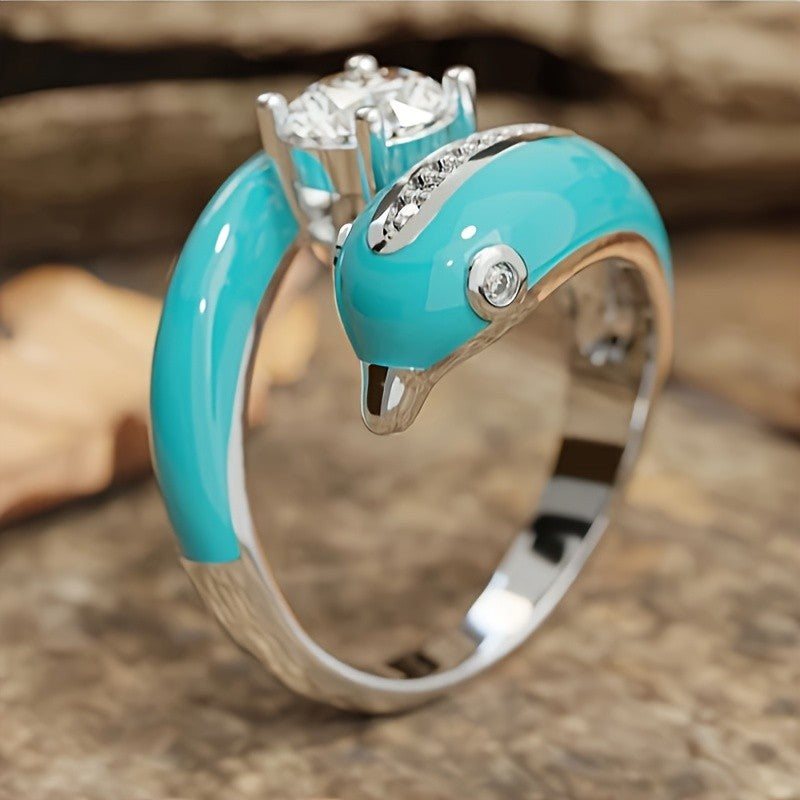 Whimsical Turquoise Dolphin Ring
