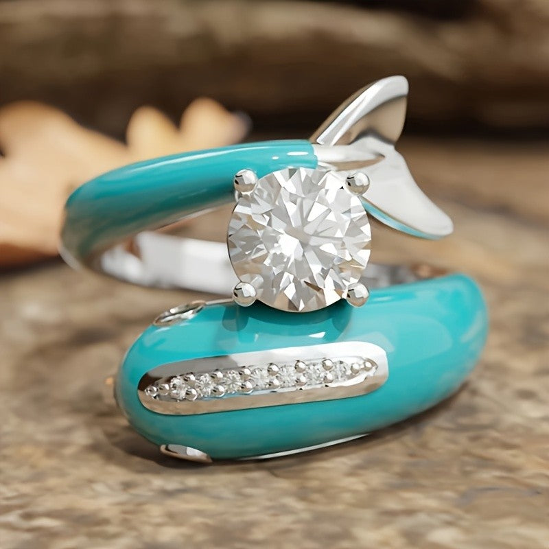 Whimsical Turquoise Dolphin Ring