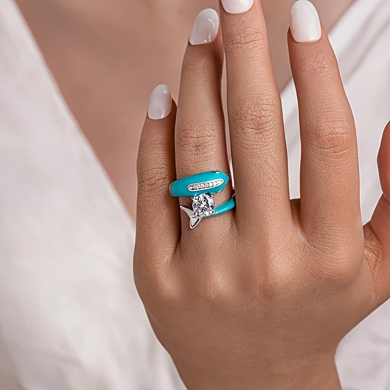 Whimsical Turquoise Dolphin Ring