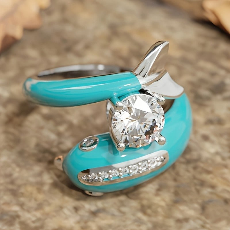 Whimsical Turquoise Dolphin Ring
