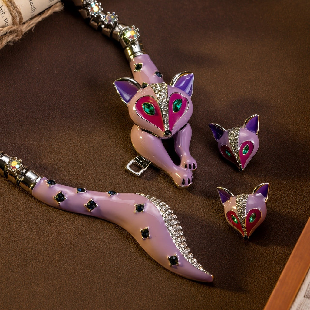 Whimsical Purple Fox Stud Earrings