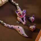 Whimsical Purple Fox Stud Earrings