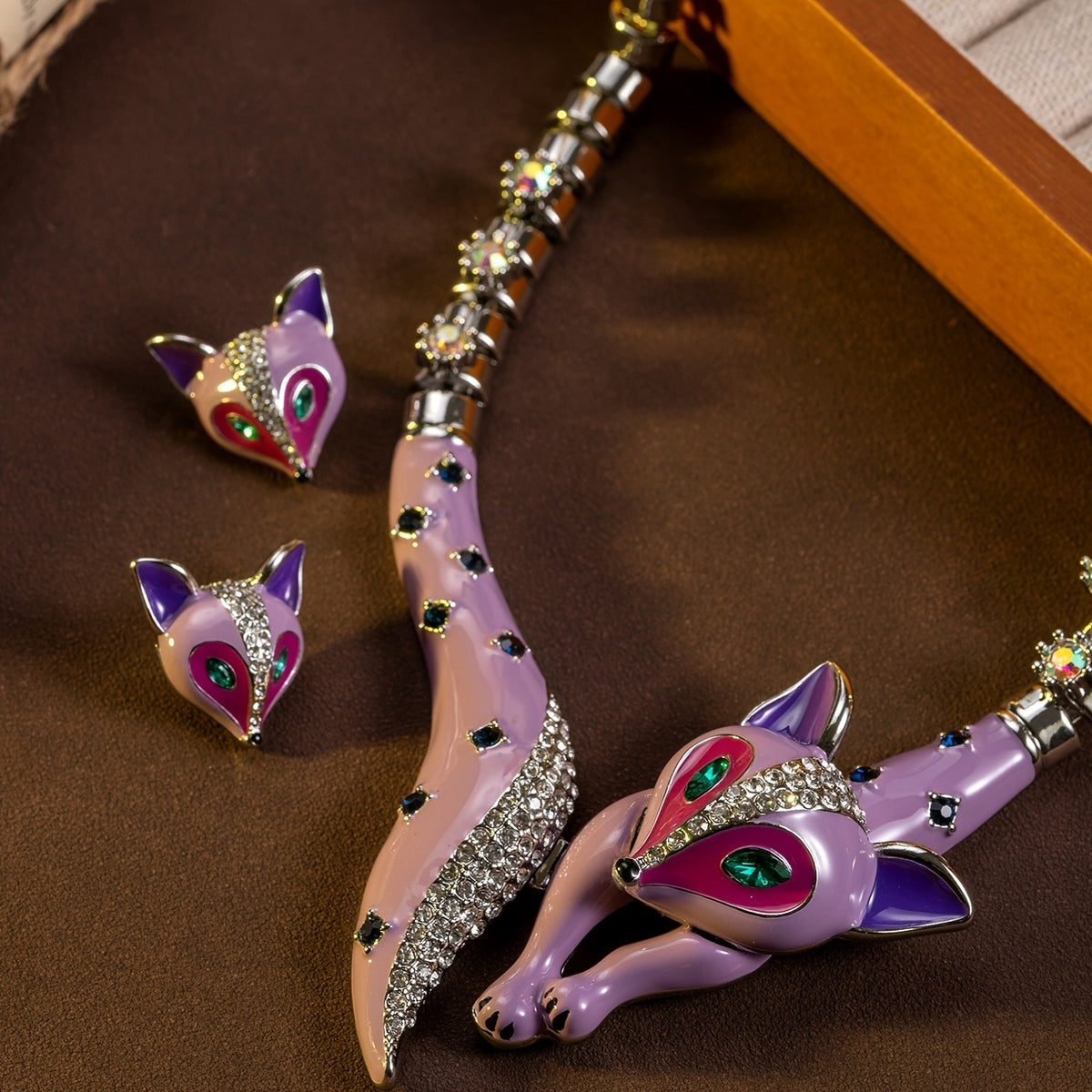 Whimsical Purple Fox Stud Earrings