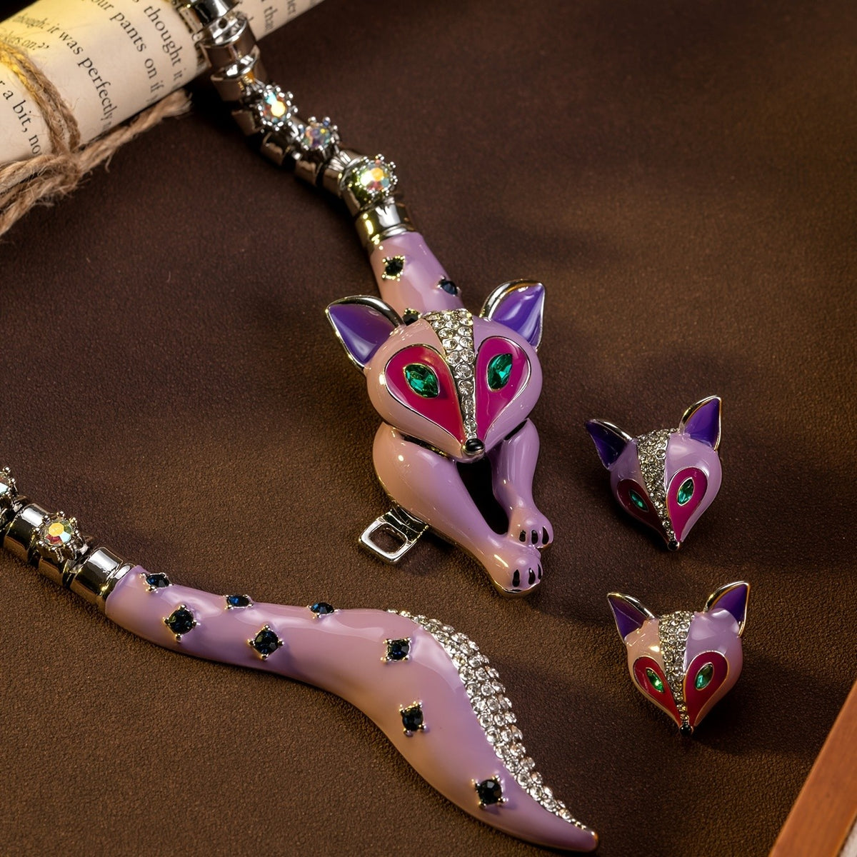 Whimsical Purple Fox Stud Earrings