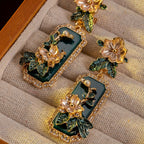 Floral Rectangle Drop Earrings