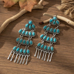 Boho Tiered Turquoise Tassel Earrings