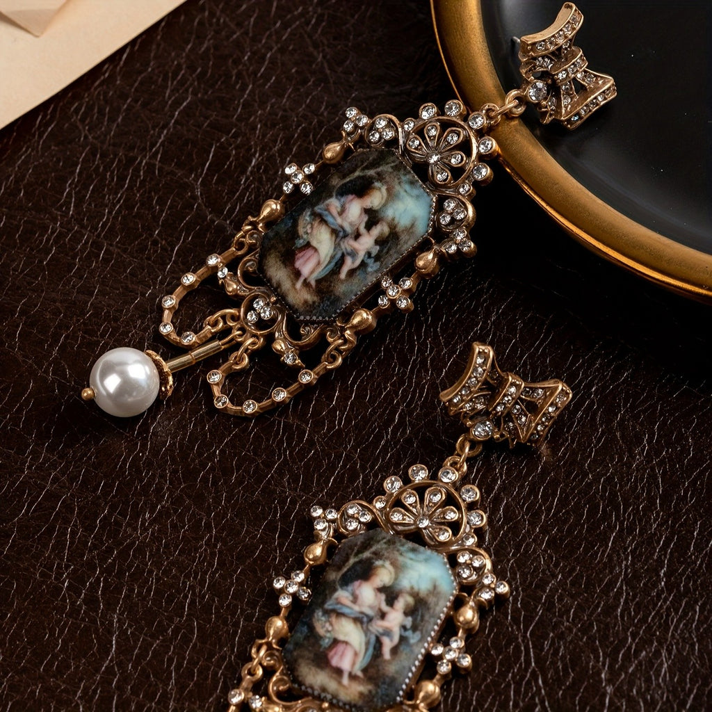 Elegant Portrait Pearl Drop Earrings