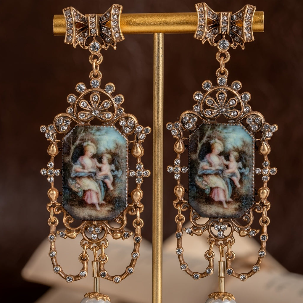 Elegant Portrait Pearl Drop Earrings