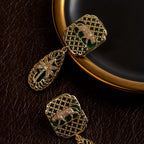Regal Leopard Geometric Drop Earrings