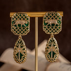 Regal Leopard Geometric Drop Earrings