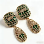 Regal Leopard Geometric Drop Earrings