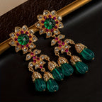 Regal Floral Glass Drop Earrings