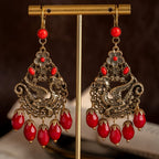 Regal Phoenix Red Glass Drop Earrings