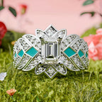 Geometric Turquoise Statement Ring
