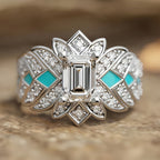 Geometric Turquoise Statement Ring