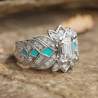 Geometric Turquoise Statement Ring