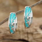 Boho Turquoise Inlay Hoop Earrings