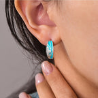 Boho Turquoise Inlay Hoop Earrings