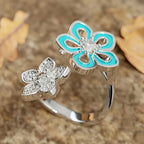 Turquoise Enamel Flower Ring