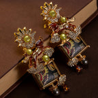 Whimsical Sunflower Horse Drop Earrings
