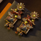 Whimsical Sunflower Horse Drop Earrings