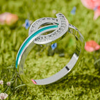 Teal Swirl Pave Statement Ring